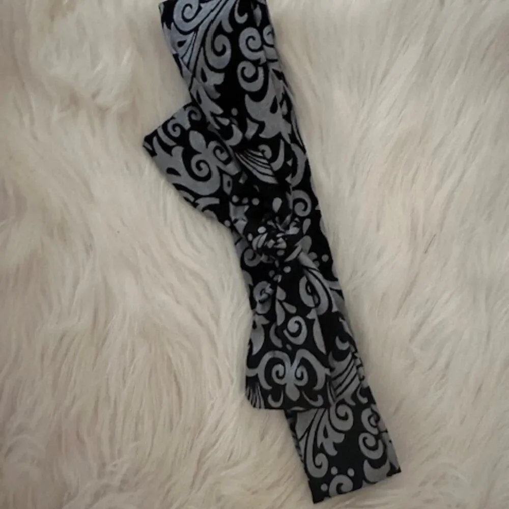 Black & Grey Shimmer Print Knot Headband     BLKSHKH   Handmade NWT Boutiq